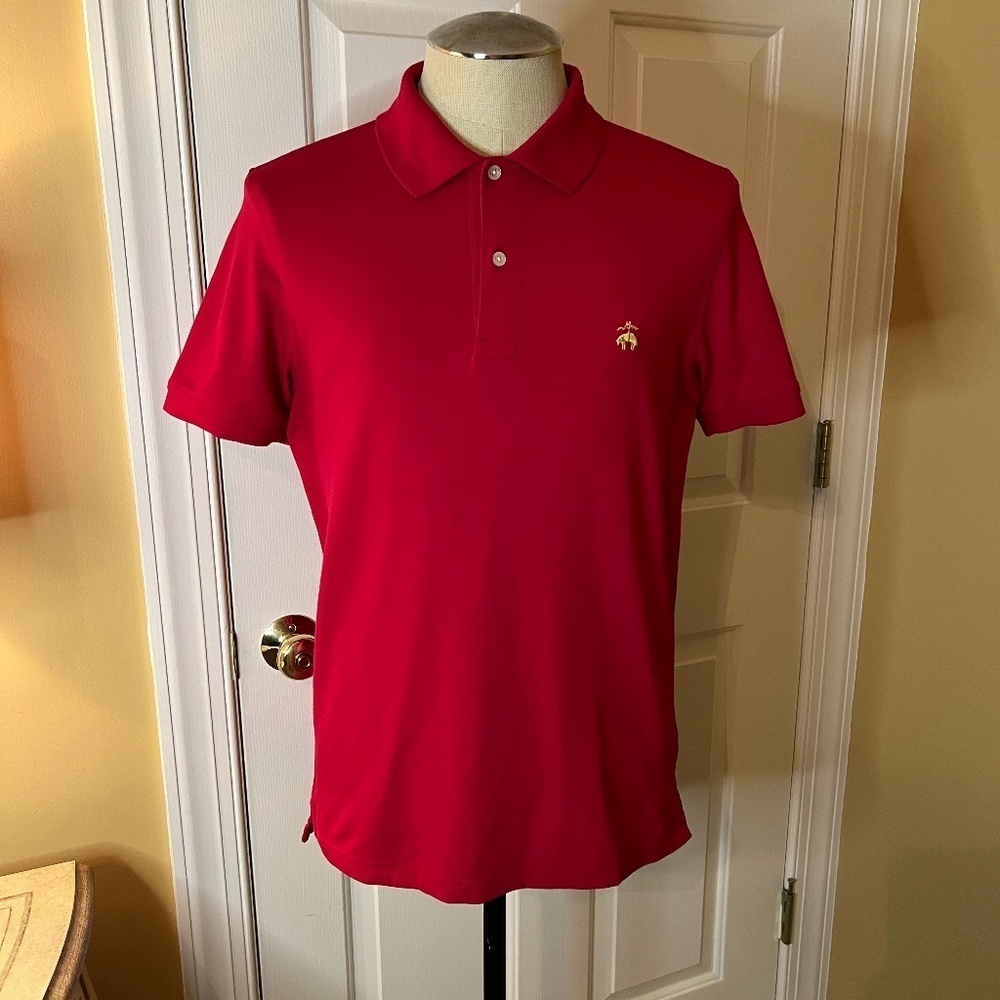 EUC Men's Brooks Brothers Red Slim Fit Short Sleeve Pique Polo Shirt Size MEDIUM
